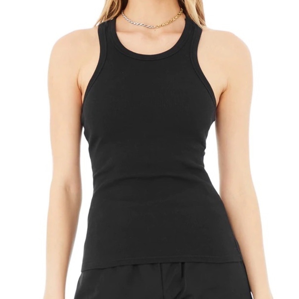The Base Women’s ribbed scoop Neck tank top in black size XS